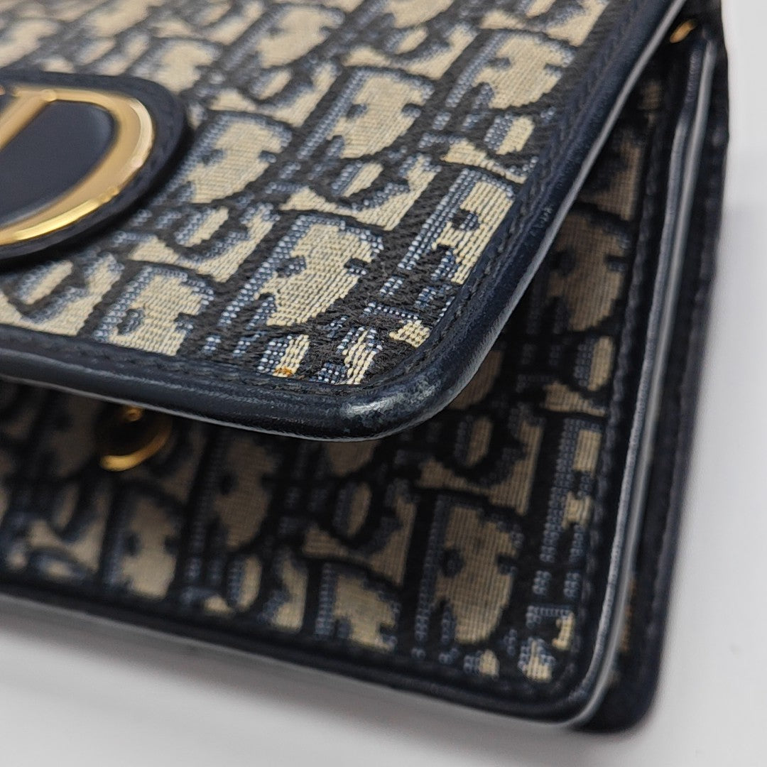 30 Montaigne Mini Oblique Canvas Blue
