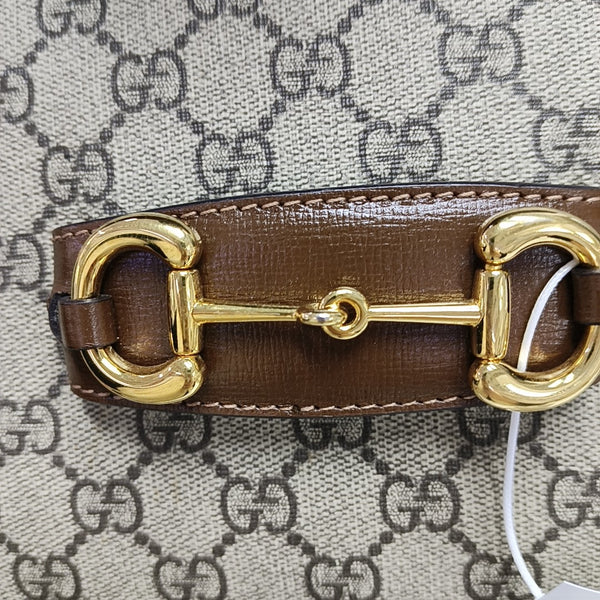 Horsebit 1955 Medium Monogram Coated Canvas Beige