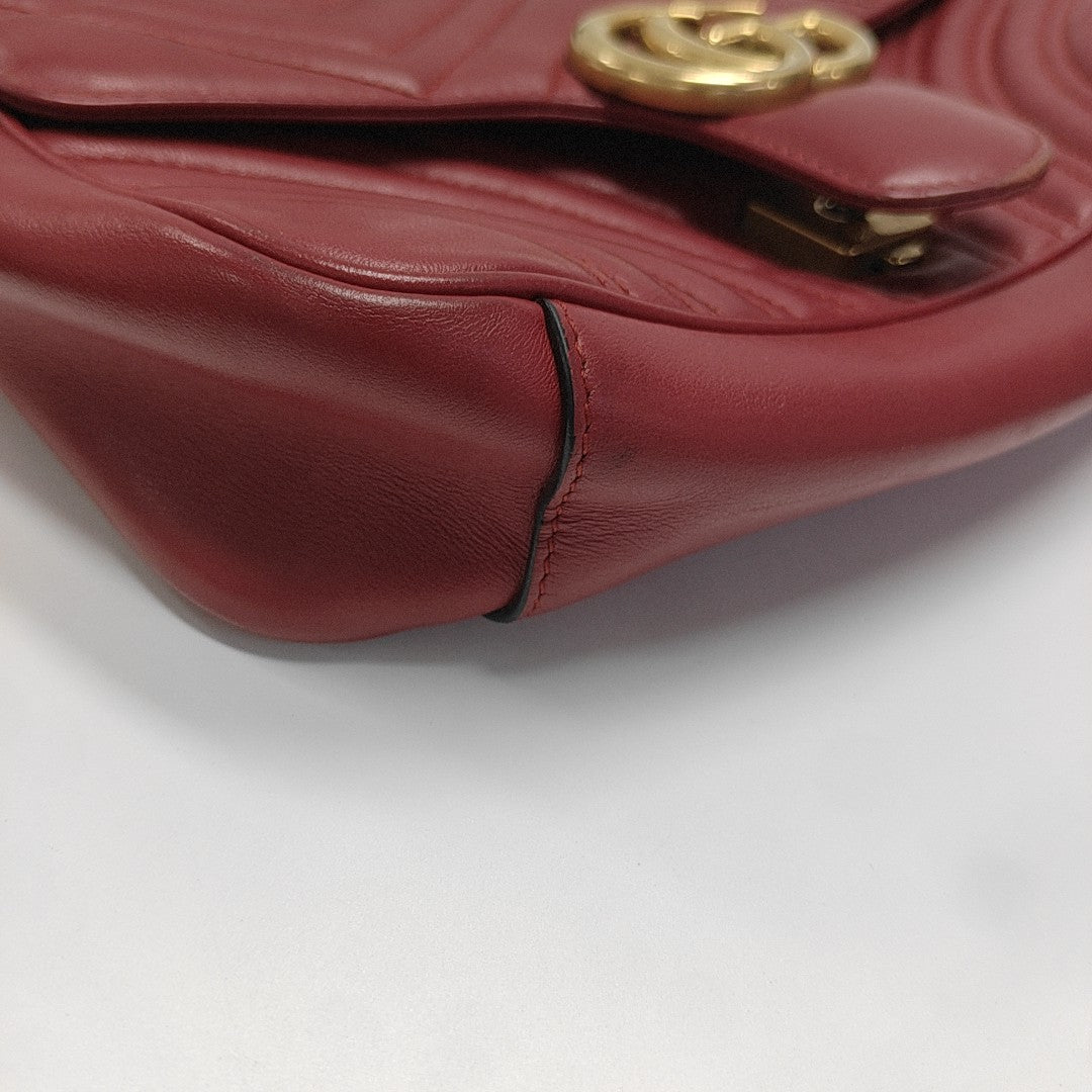 GG Marmont Medium Quilted Calfskin Red