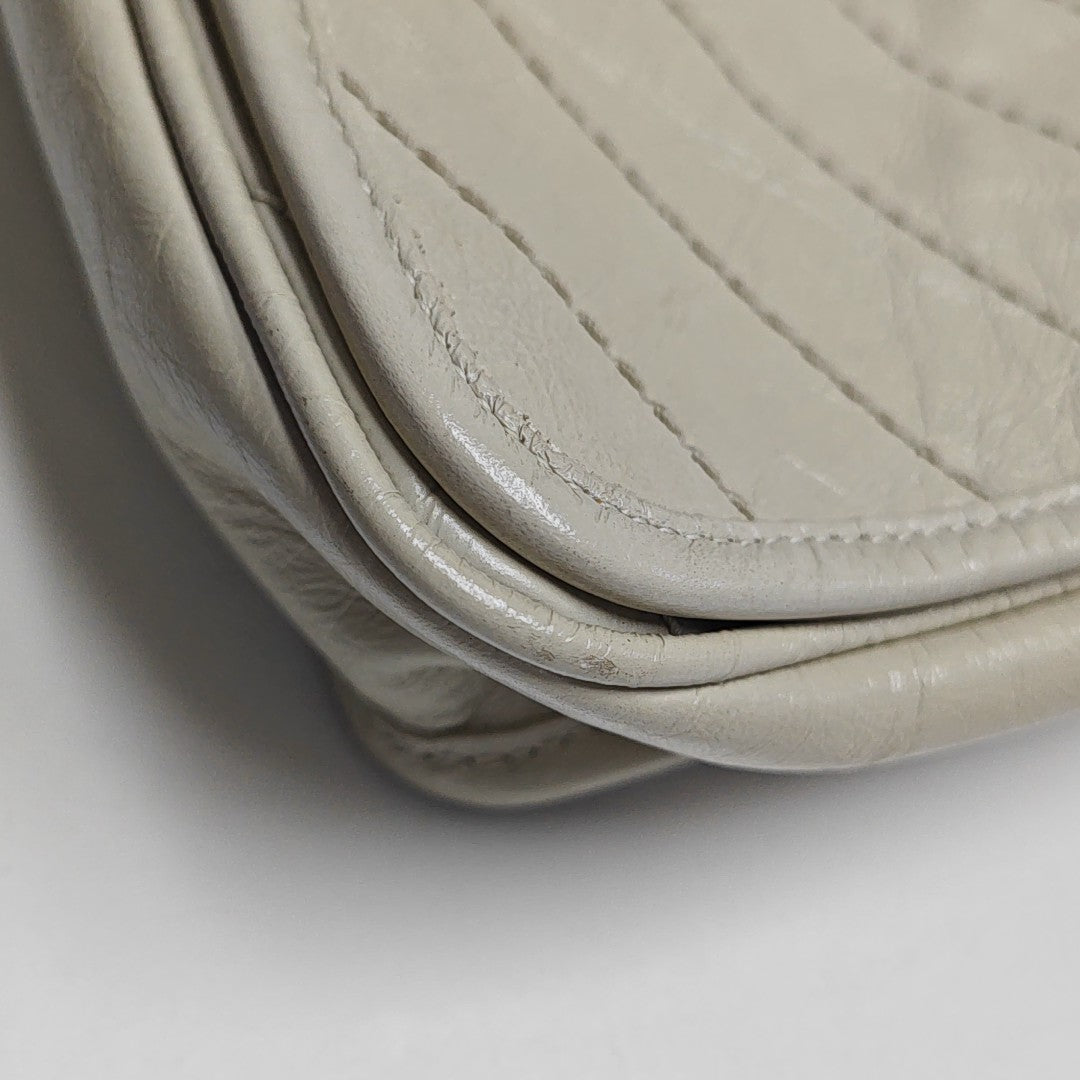 NIKI Mini Chevron Calfskin White