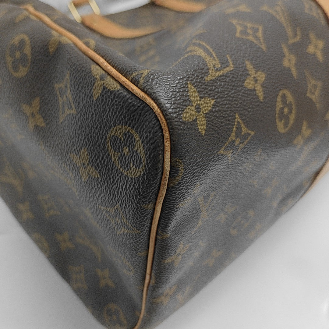 KEEPALL 45 Monogram Coated Canvas Brown