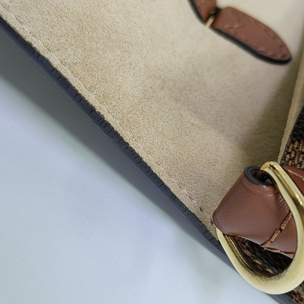 BEAUMARCHAIS Damier Ebene Coated Canvas Brown