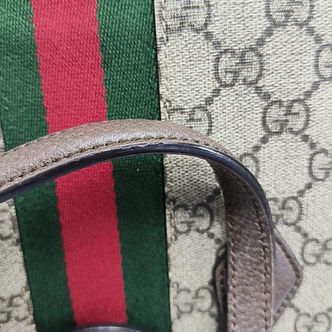 Ophidia Small Monogram Coated Canvas Beige