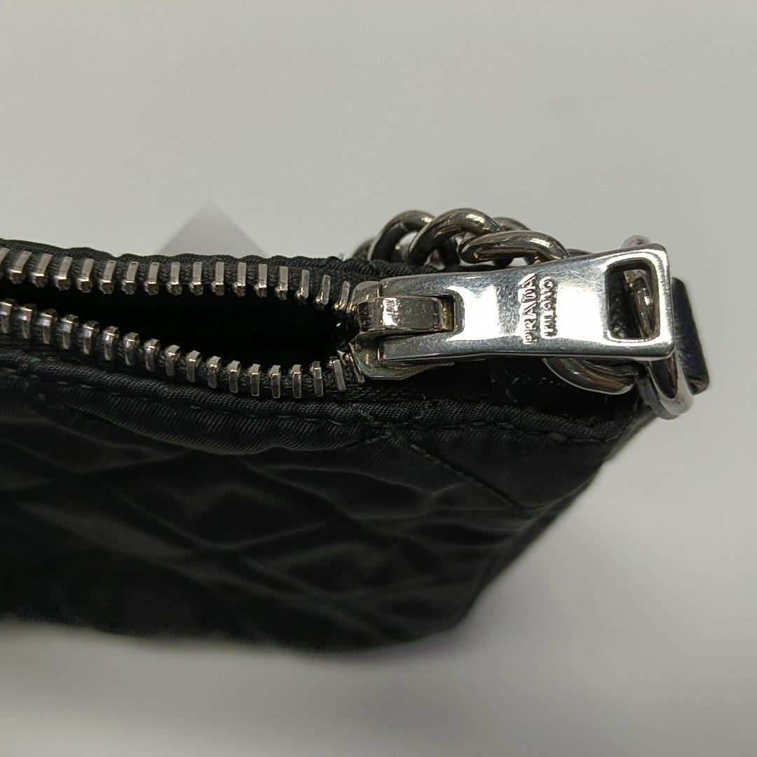 Quilted Nylon Shoulder Bag Black