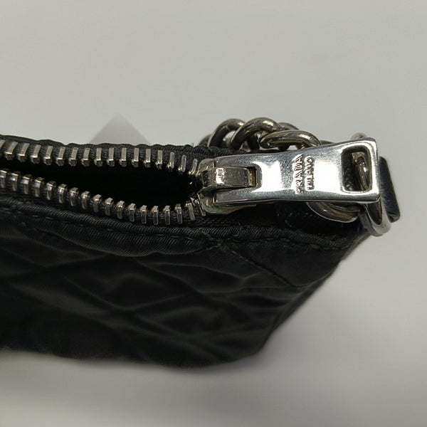 Quilted Nylon Shoulder Bag Black