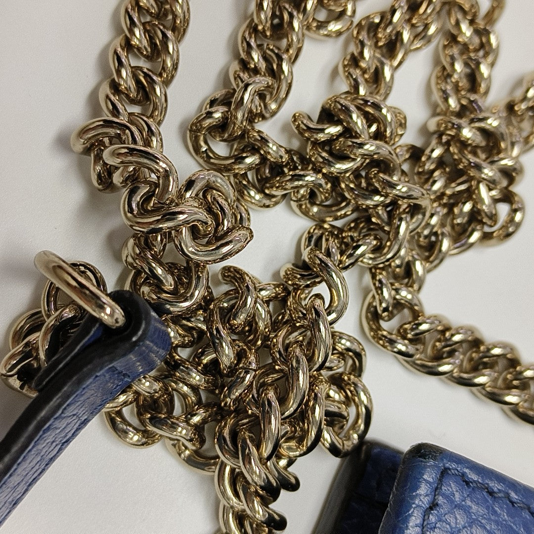 Interlocking G Small Calfskin Blue