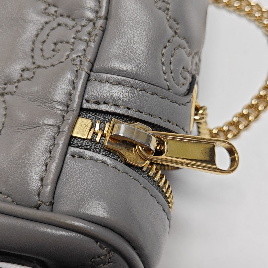 GG Matelassé Mini Quilted Calfskin Gray