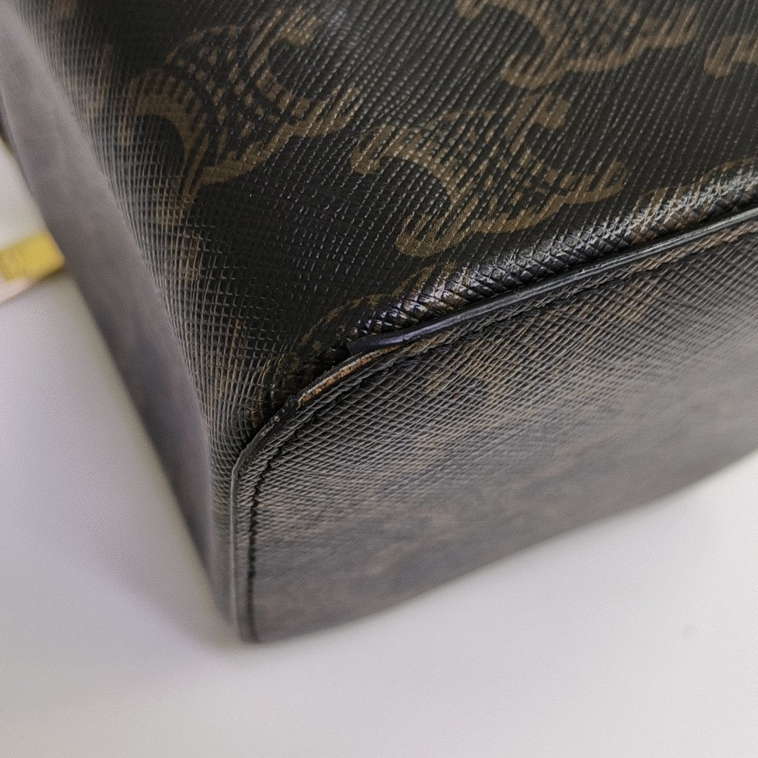Coated Canvas Shoulder Bag Black