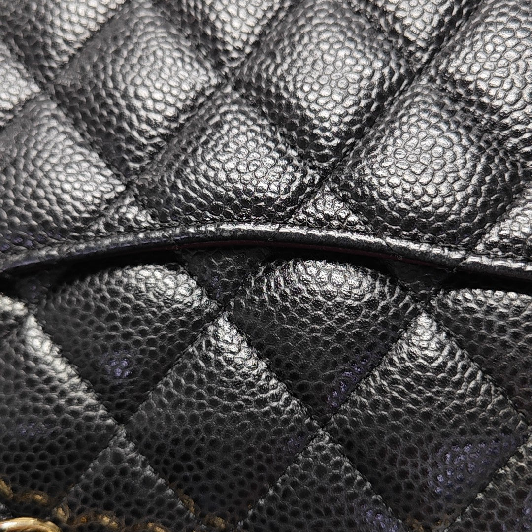 CLASSIC FLAP Small Quilted Grained Calfskin Black