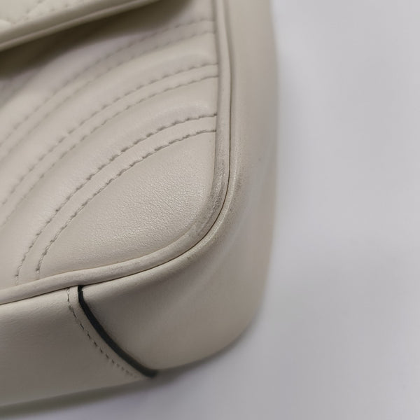 GG Marmont Small Quilted Calfskin White