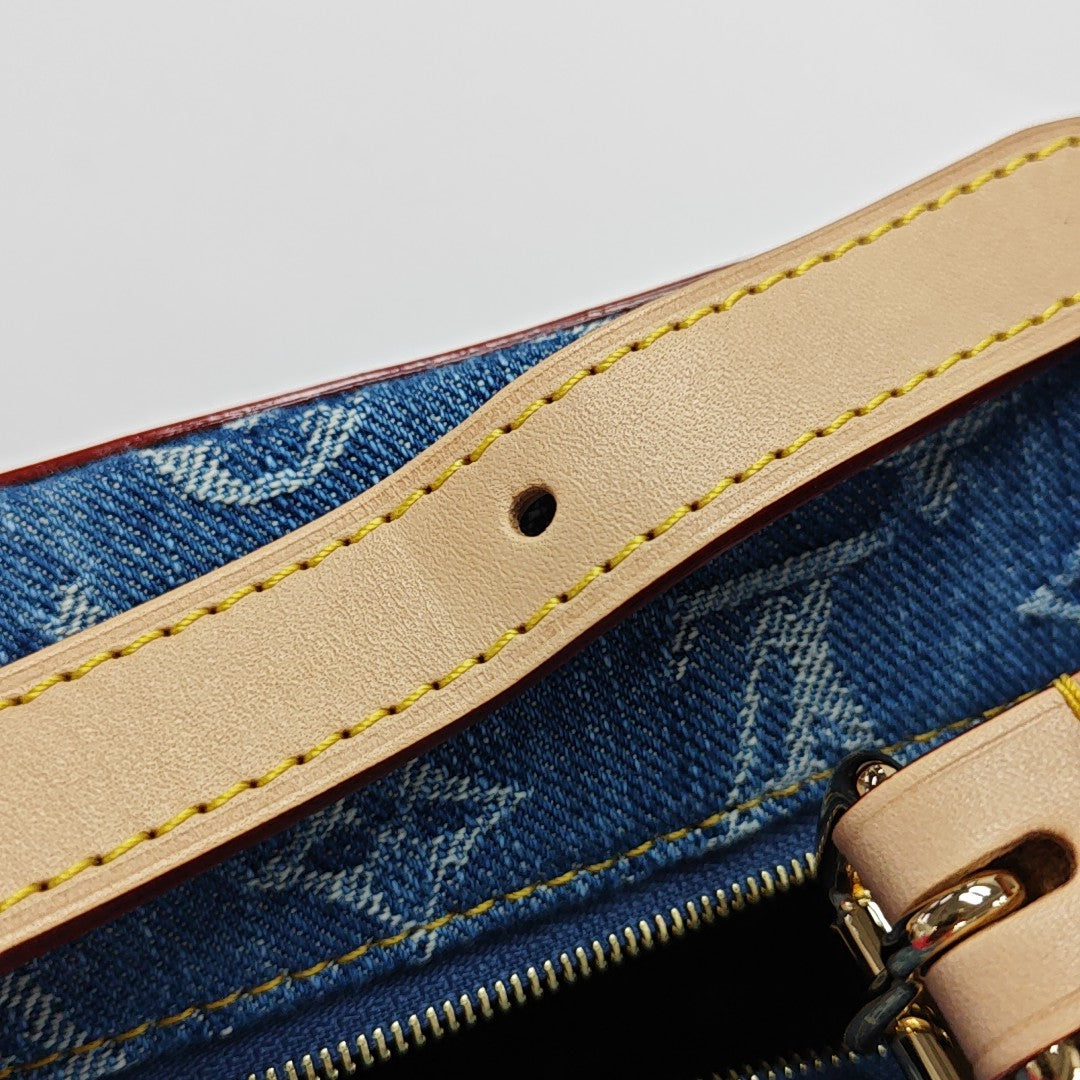 Monogram Denim Top Handle Bag Blue