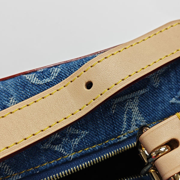 Monogram Denim Top Handle Bag Blue