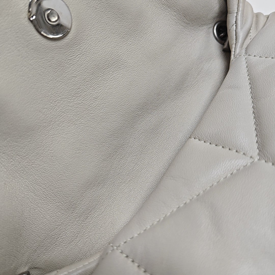 PUFFER Mini Chevron Lambskin White