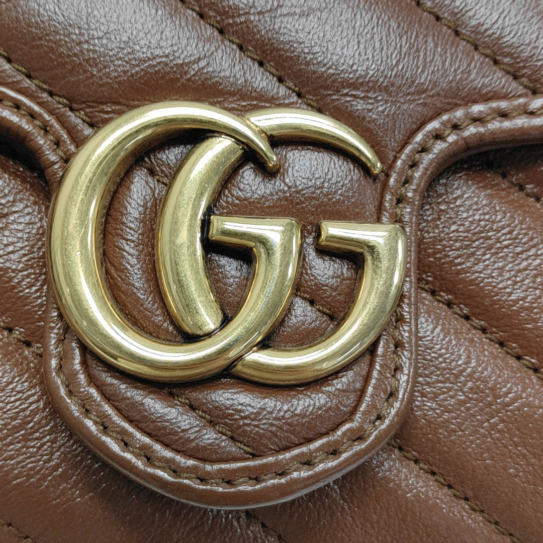 GG Marmont Mini Quilted Calfskin Brown