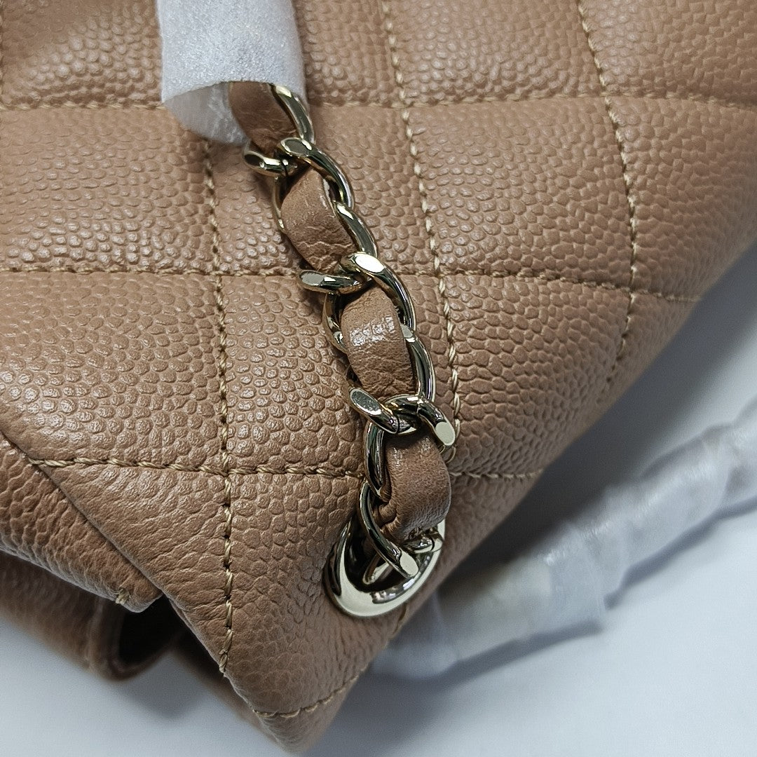 DUMA Small Quilted Grained Calfskin Brown