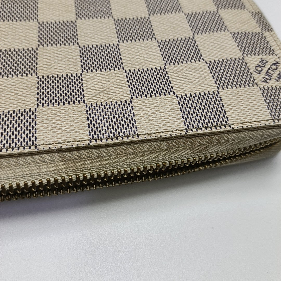 ZIPPY Damier Azur Coated Canvas White Wallet