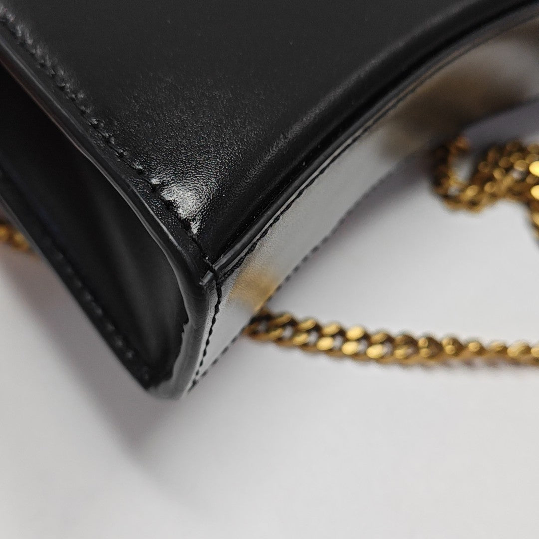 Hourglass Wallet On Chain Mini Calfskin Black