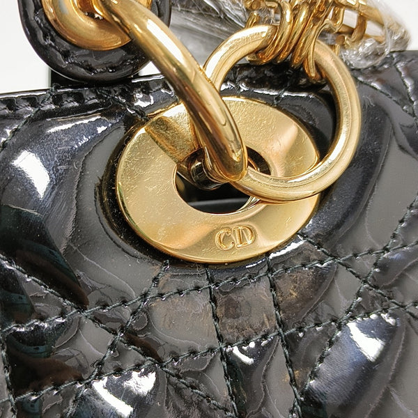 Lady Dior Medium Cannage Patent Leather Black