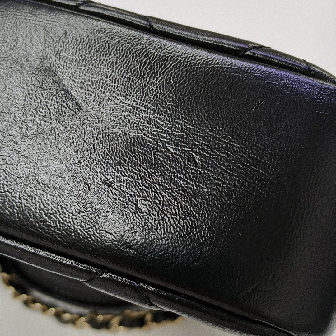 Quilted Lambskin Shoulder Bag Black