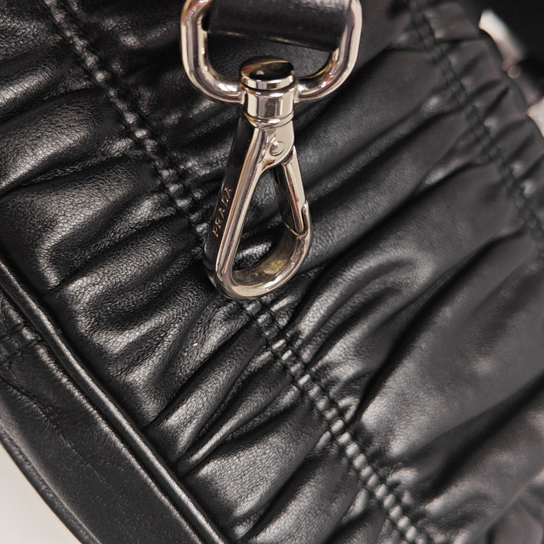 Quilted Lambskin Shoulder Bag Black