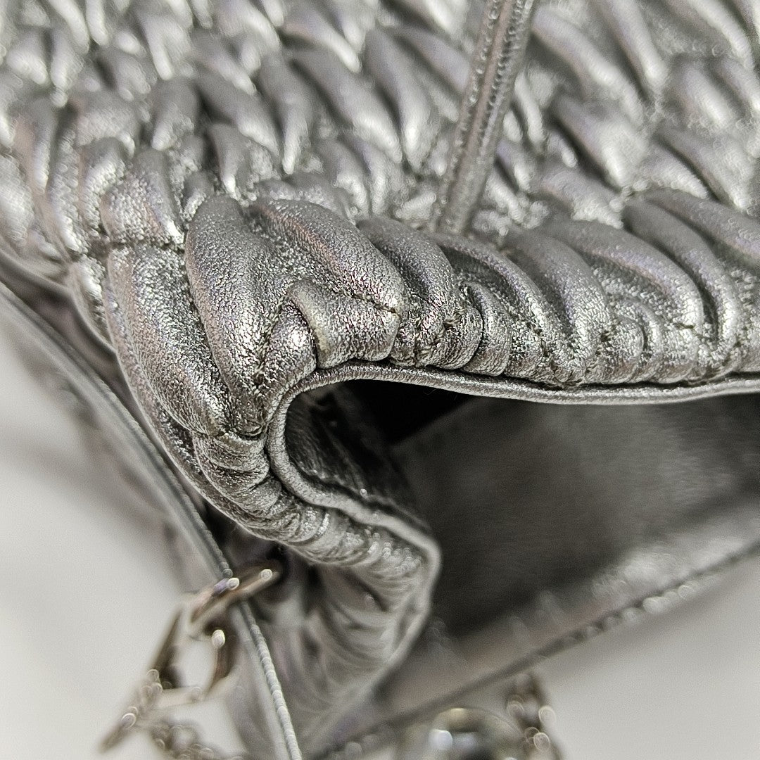 Lambskin Bucket Bag Silver