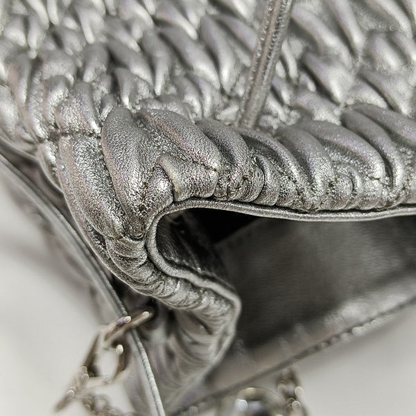 Lambskin Bucket Bag Silver