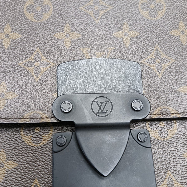 S LOCK Monogram Coated Canvas Brown