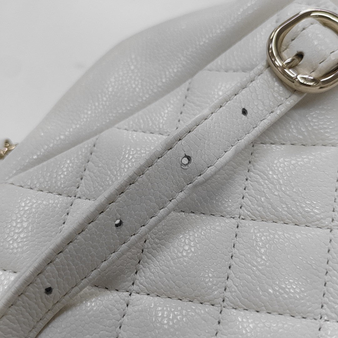 DUMA Small Quilted Grained Calfskin White