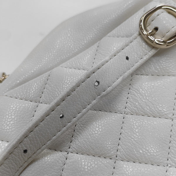 DUMA Small Quilted Grained Calfskin White