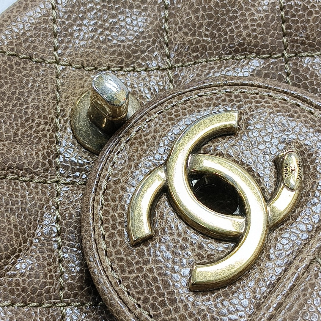 Quilted Calfskin Shoulder Bag Brown