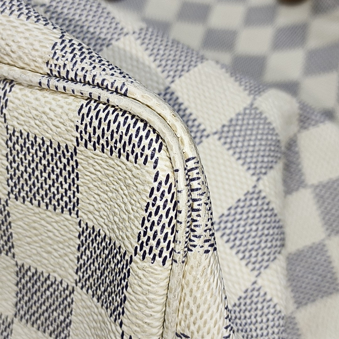 NEVERFULL GM Damier Azur Coated Canvas White