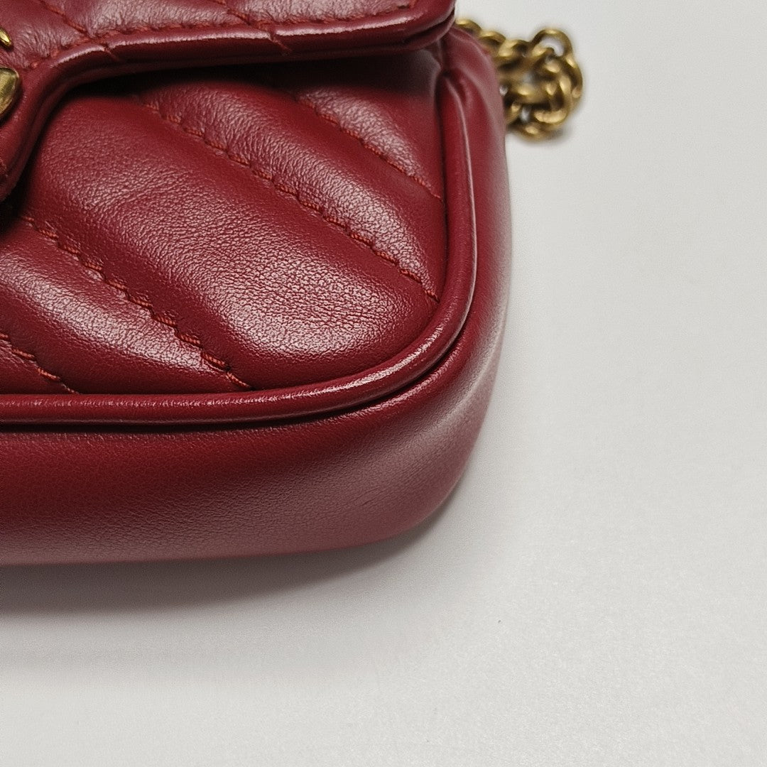 GG Marmont Super Mini Quilted Calfskin Red