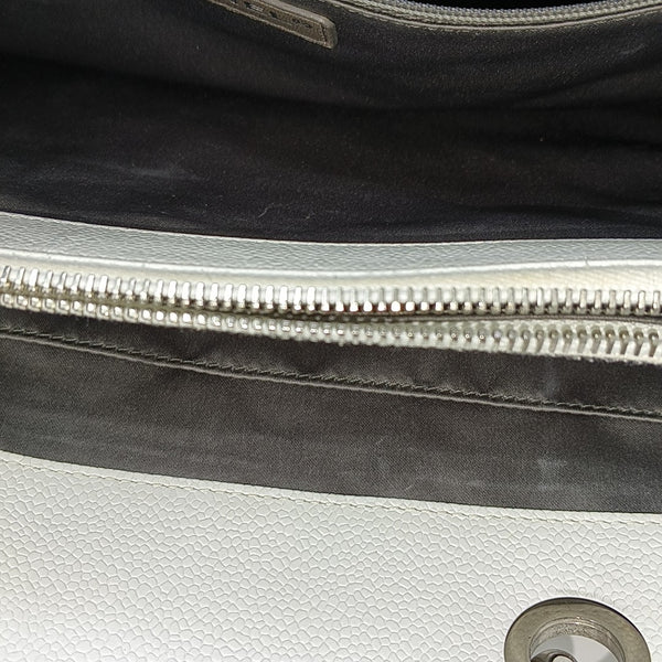 CHANEL GST Large Quilted Grained Calfskin White