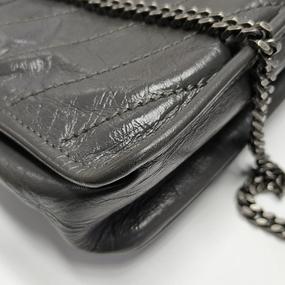 NIKI Small Chevron Calfskin Gray