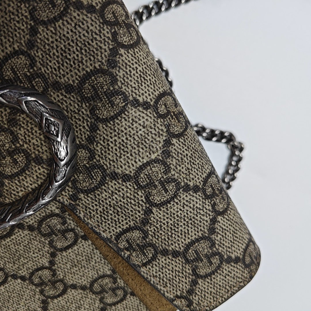 Dionysus Super Mini Monogram Coated Canvas Beige