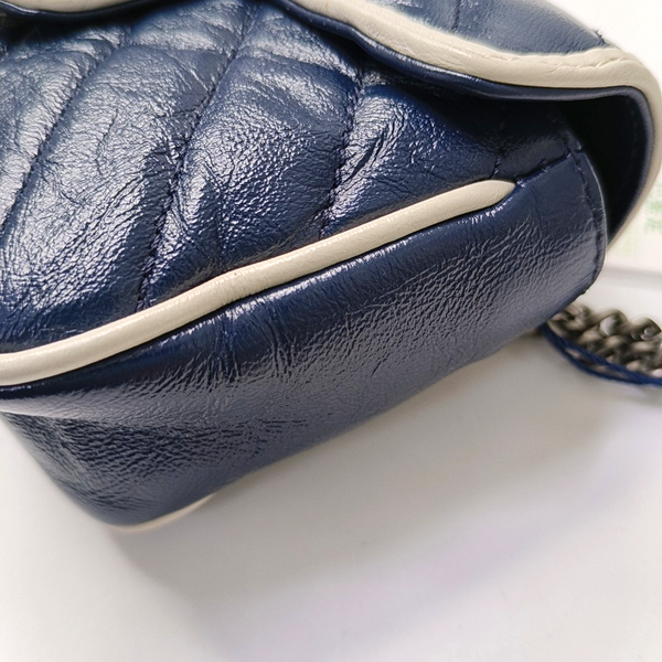 Authenticated pre-owned  GG Marmont Super Mini Quilted Calfskin Blue - Crossbody Bag at Looply