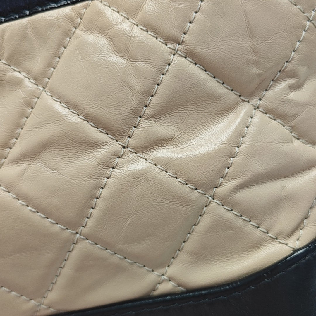 GABRIELLE Small Quilted Calfskin Beige