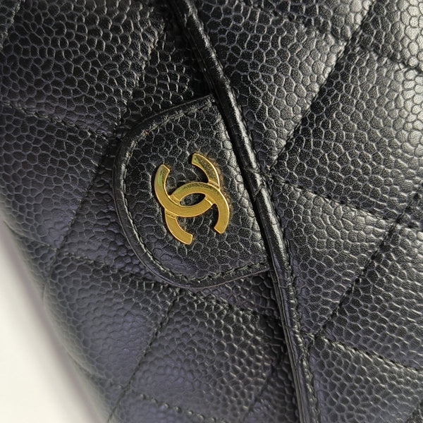 CLASSIC FLAP Mini Quilted Grained Calfskin Black Wallet