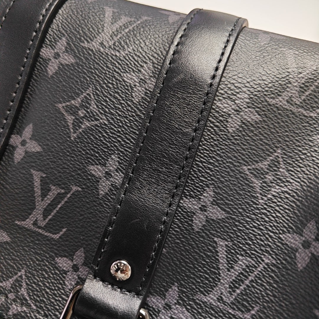 KEEPALL 25 Monogram Coated Canvas Black