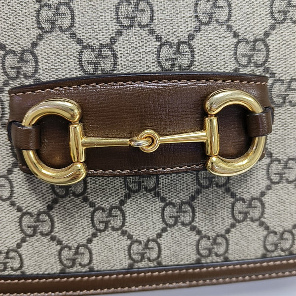 Horsebit 1955 Medium Monogram Coated Canvas Beige