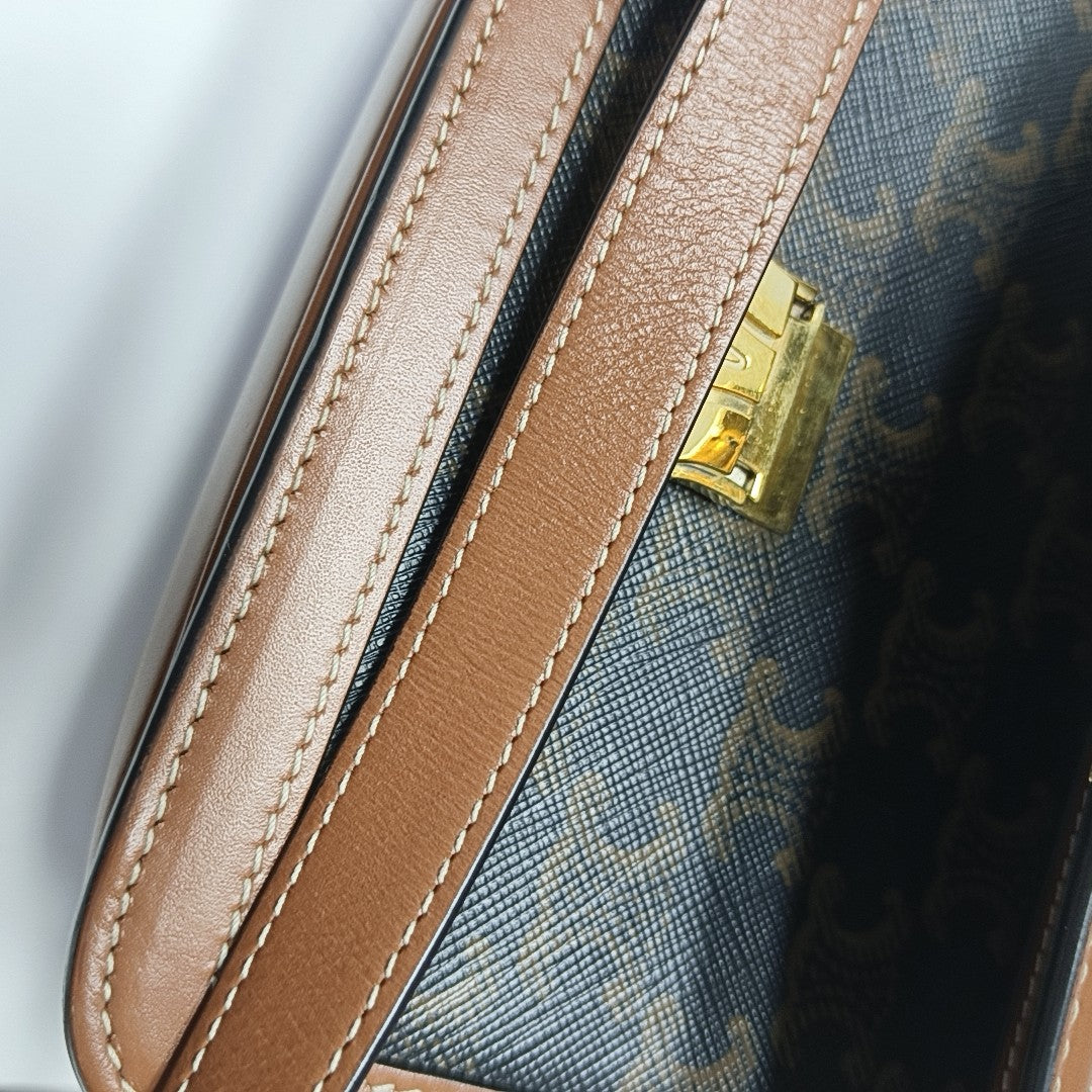 TRIOMPHE Small Coated Canvas Brown