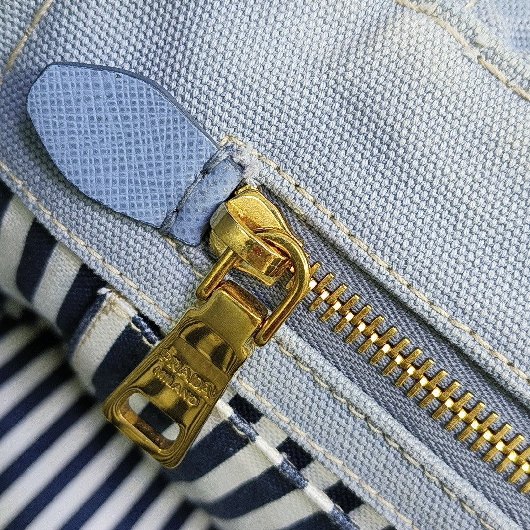 Denim Quilted Canvas Blue