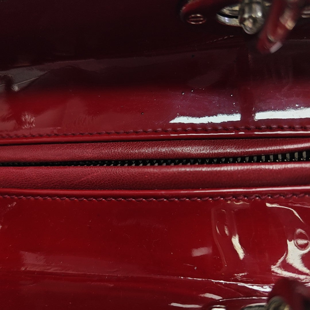 Lady Dior Medium Cannage Patent Leather Red