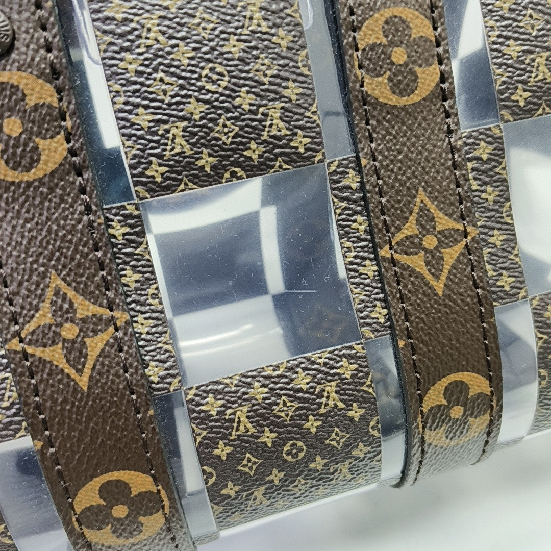 KEEPALL 25 Monogram Coated Canvas Brown
