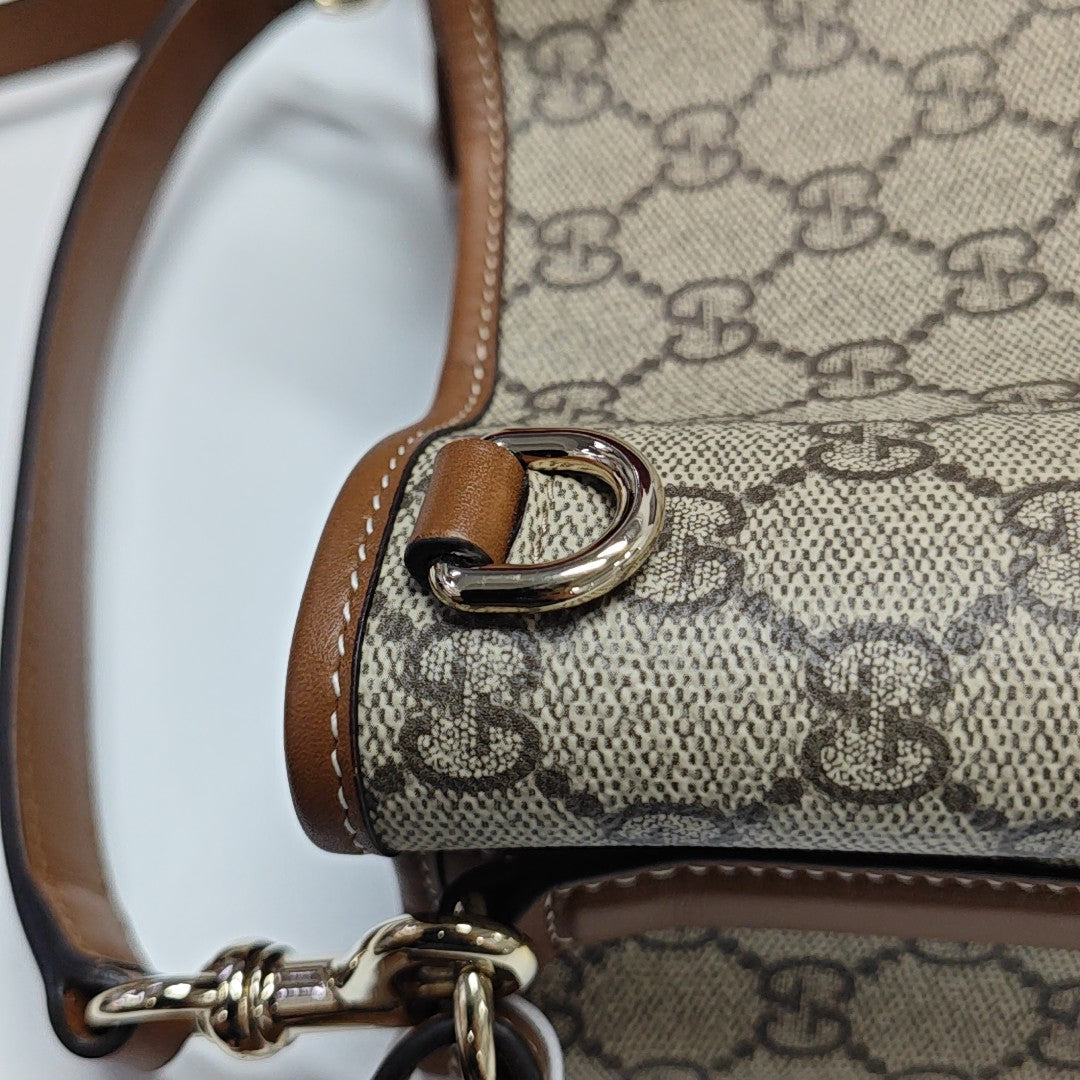 GG Emblem Monogram Coated Canvas Beige