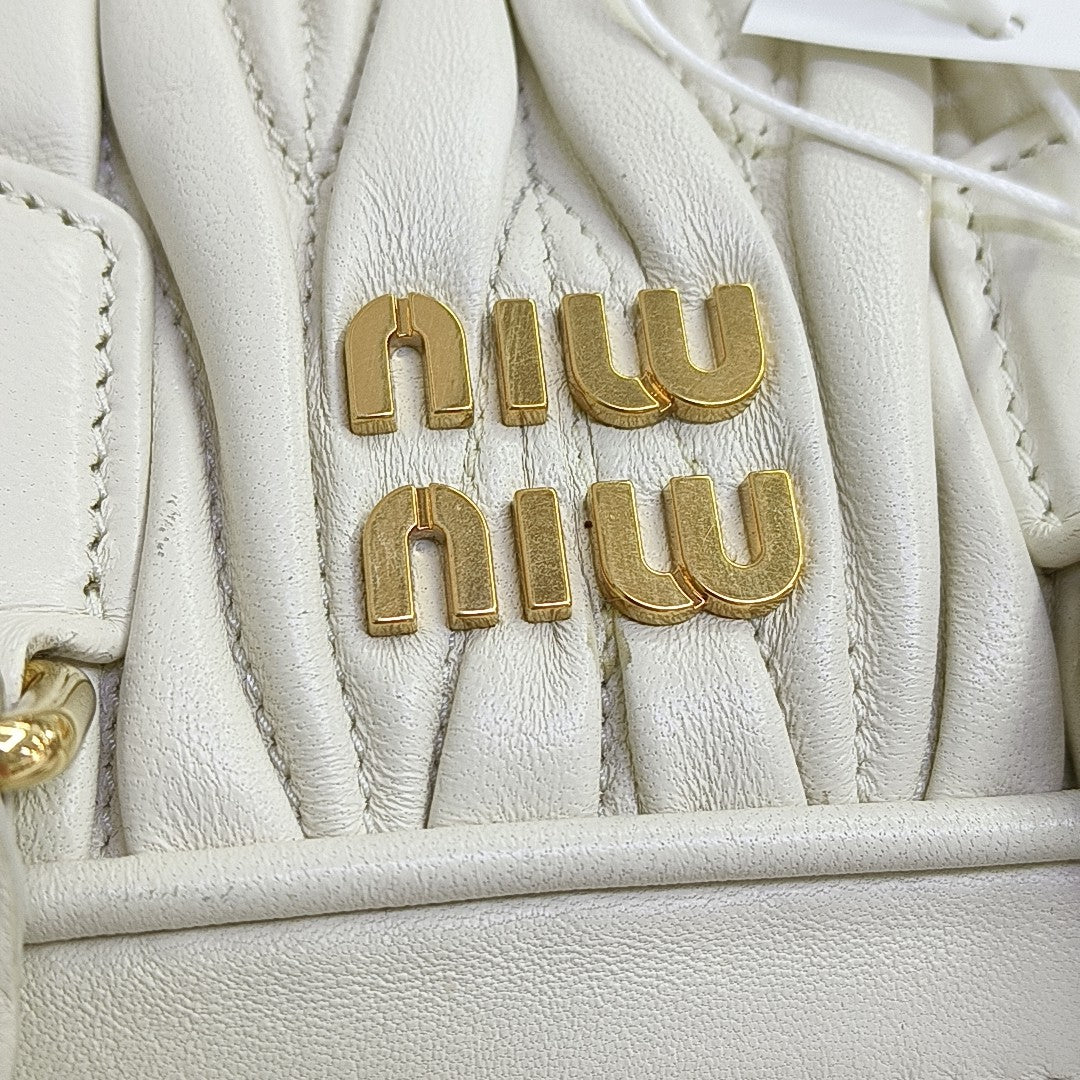 Arcadie Matelassé Mini Quilted Lambskin White