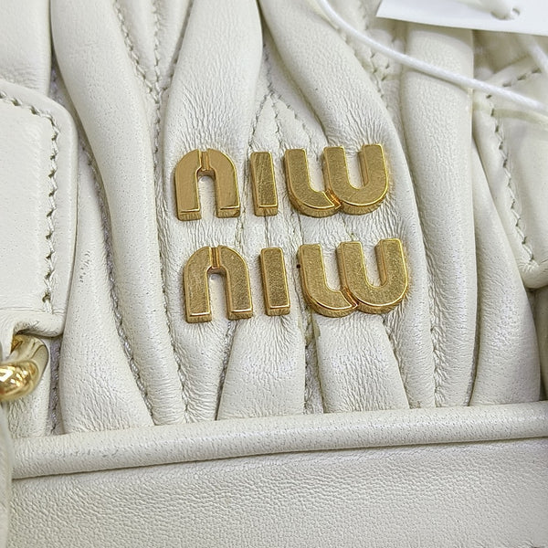 Arcadie Matelassé Mini Quilted Lambskin White