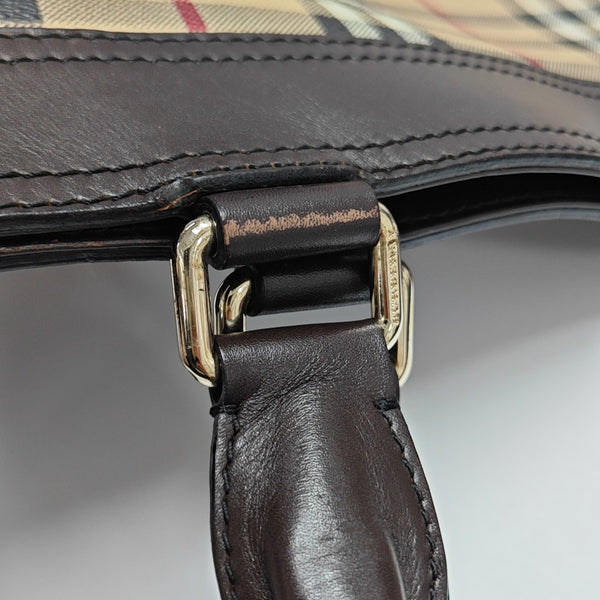 Coated Canvas Top Handle Bag Brown