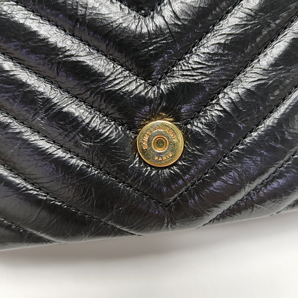 ENVELOPE Small Chevron Calfskin Black