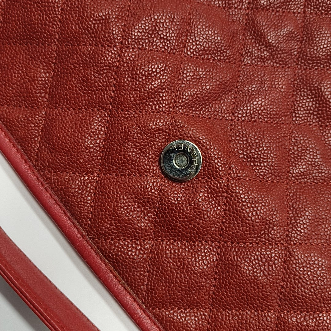 Quilted Grained Calfskin Red